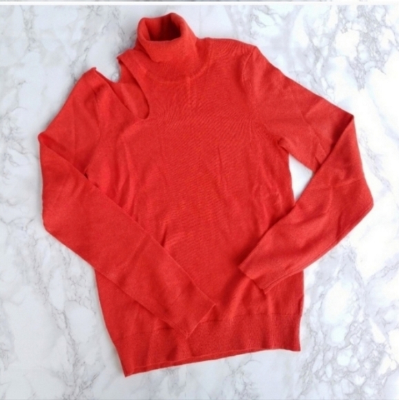 Lover's + Friends Kade Red Wool Blend Cutout Turtleneck Sweater Size XS - Picture 4 of 10